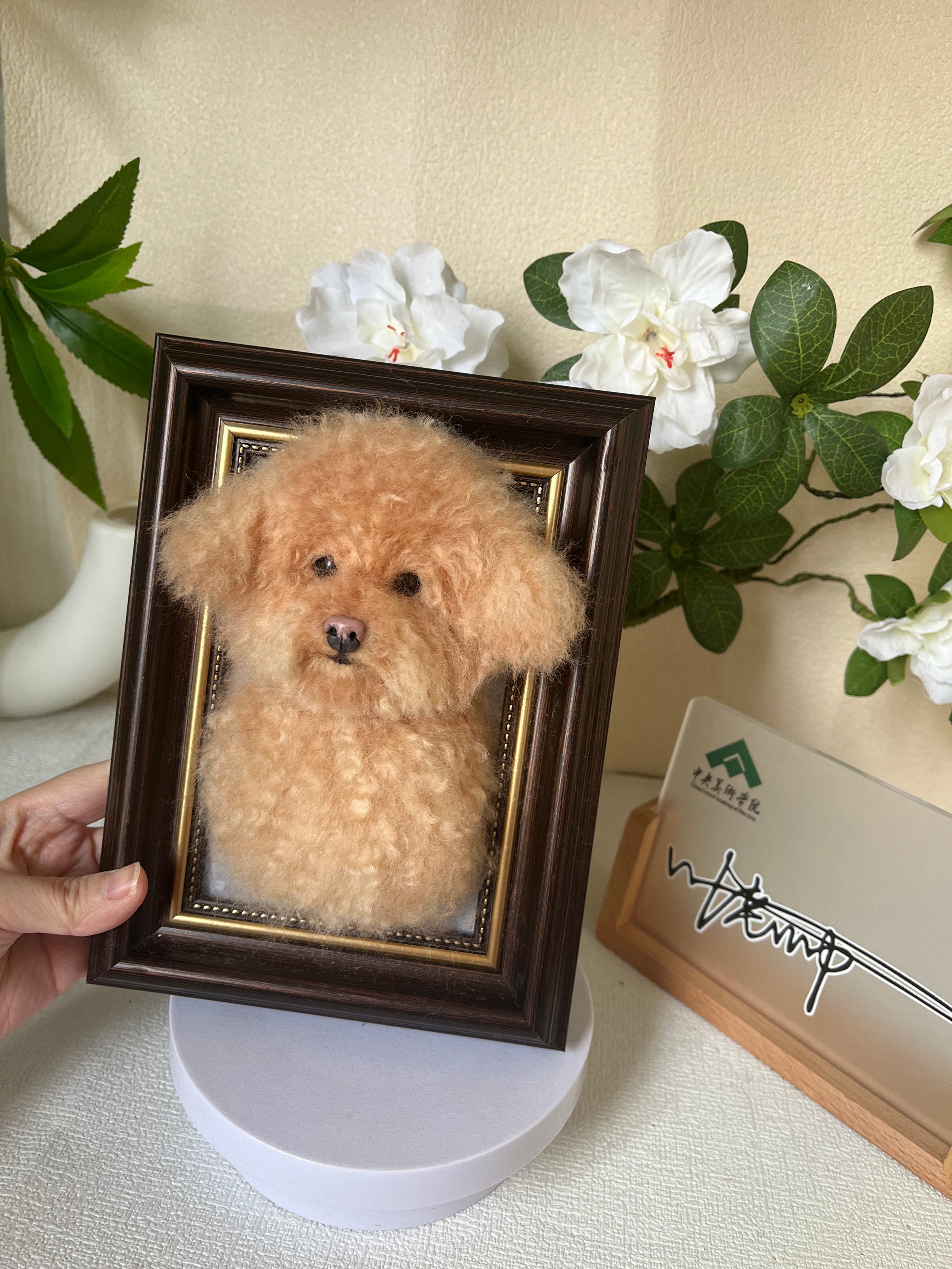 Custom Dog 3D Wool Felt Portrait With Photo Frame | Handmade Memorial Gifts