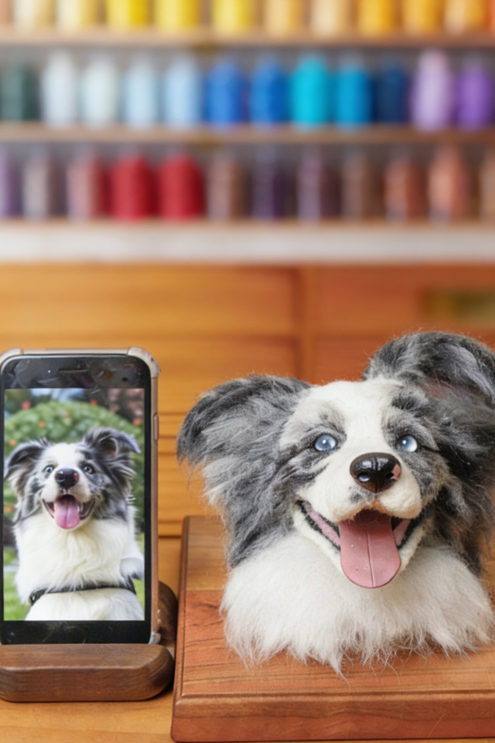 Custom 3D Wool Felt Portrait Pet Head Poseture Without Photo Frame