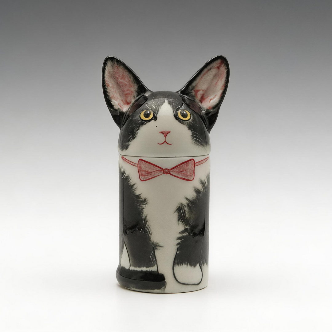 3D Cat Urn & Storage Jar With Customisable Hand-Painted Clothing And Accessories