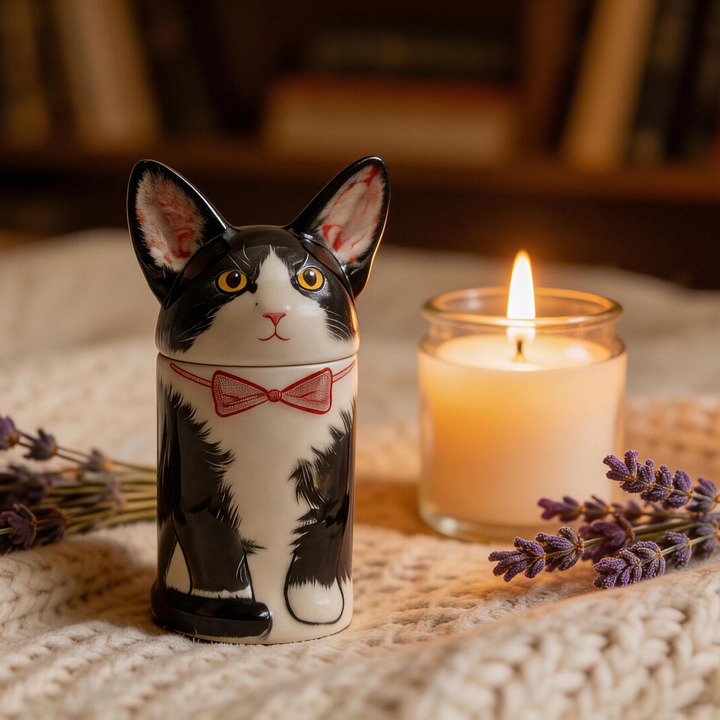 3D Cat Urn & Storage Jar With Customisable Hand-Painted Clothing And Accessories