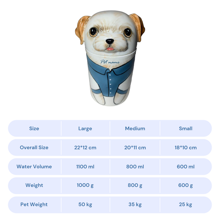 3D Dog Urn & Storage Jar With Customisable Hand-Painted Clothing And Accessories