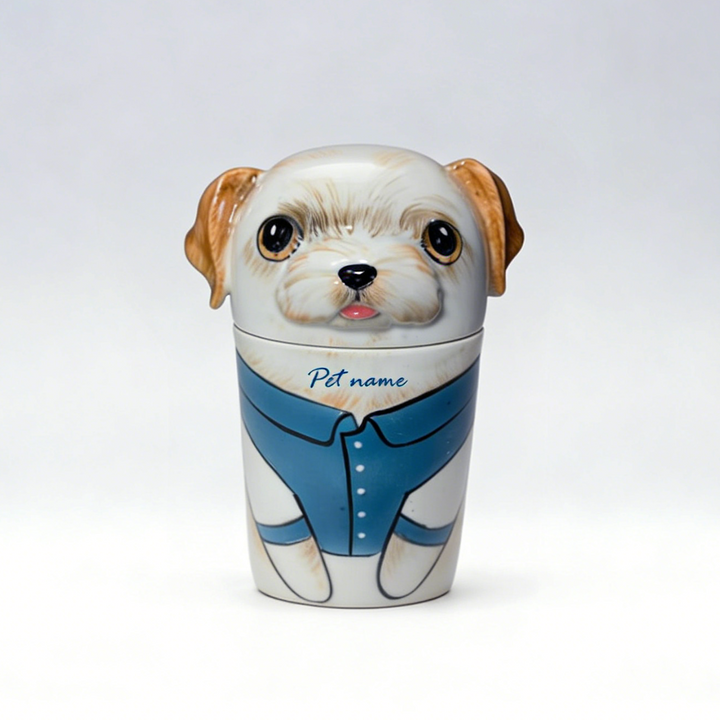 3D Dog Urn & Storage Jar With Customisable Hand-Painted Clothing And Accessories