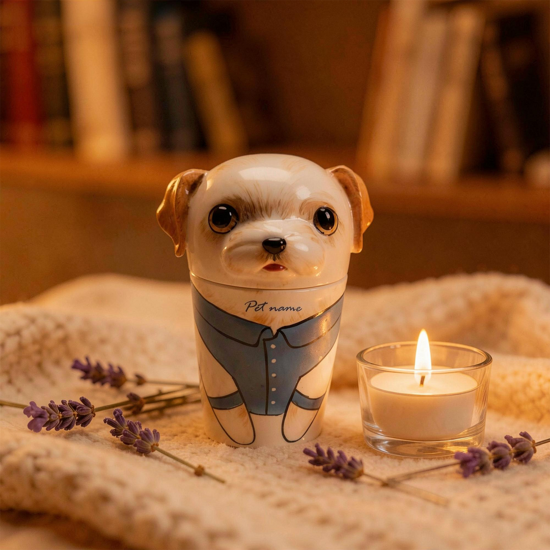 3D Dog Urn & Storage Jar With Customisable Hand-Painted Clothing And Accessories