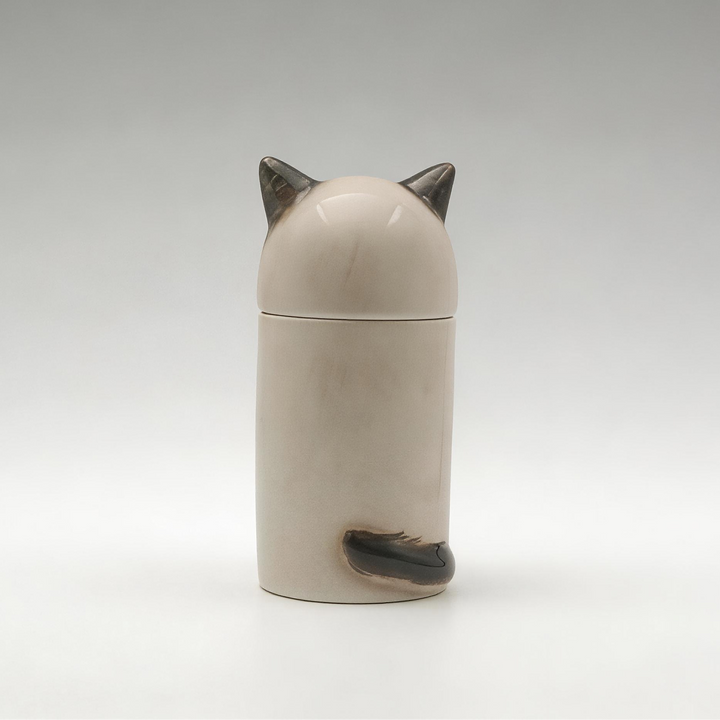 3D Painted Cat Urn & Storage Jar