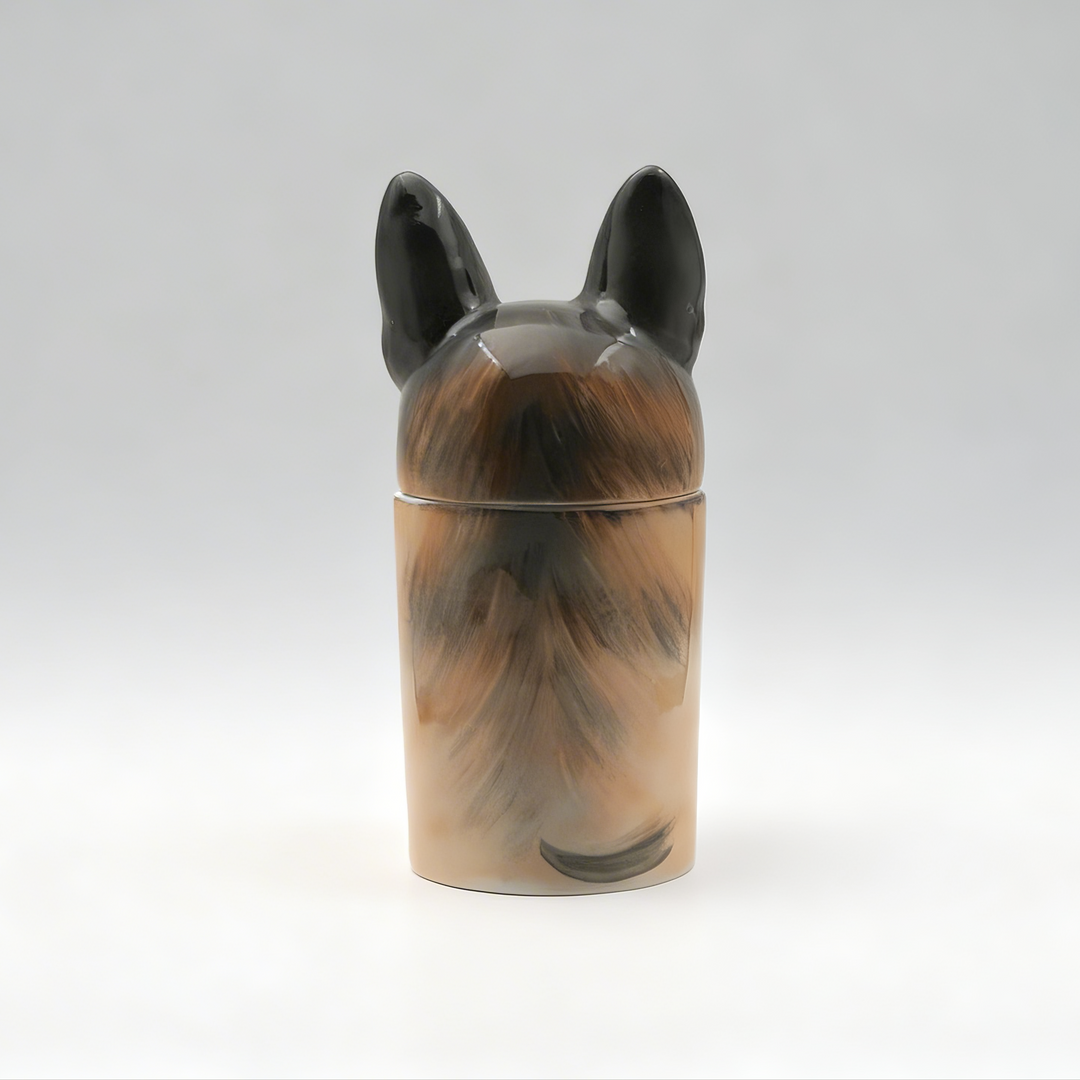 3D Painted Dog Urn & Storage Jar