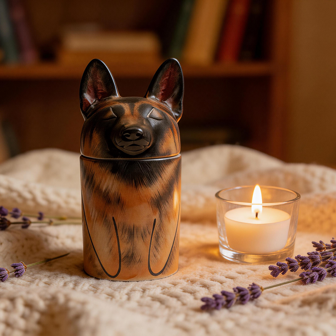3D Painted Dog Urn & Storage Jar