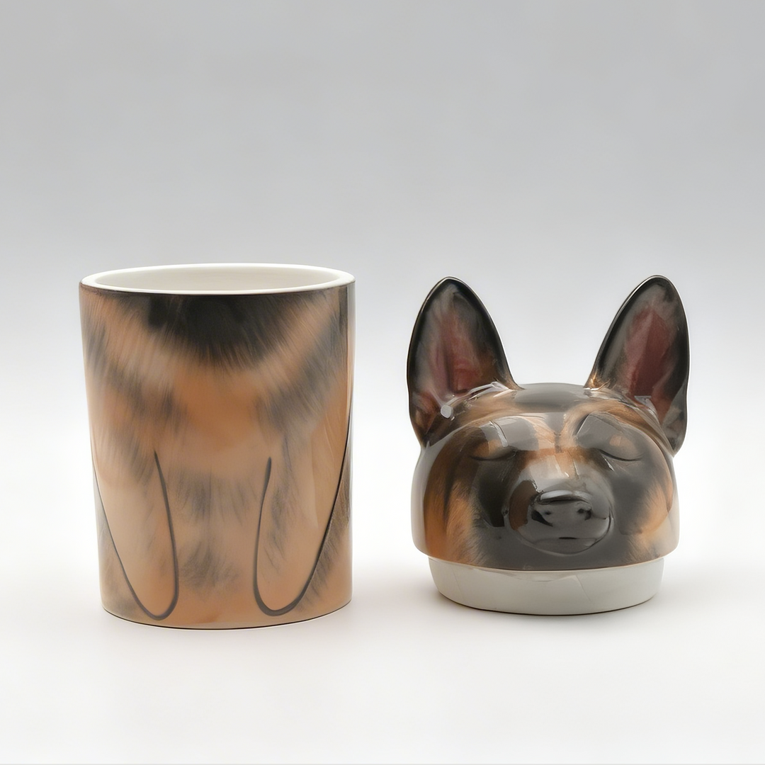 3D Painted Dog Urn & Storage Jar