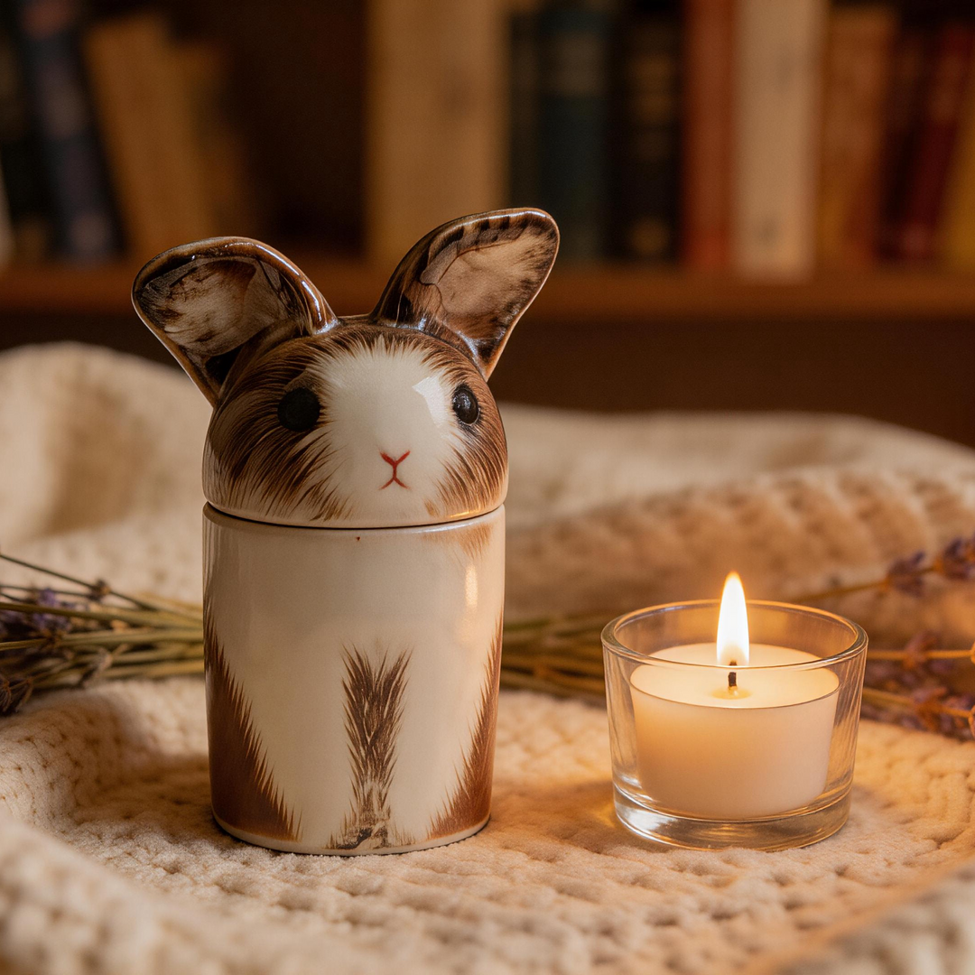 3D Painted Rabbit Urn & Storage Jar