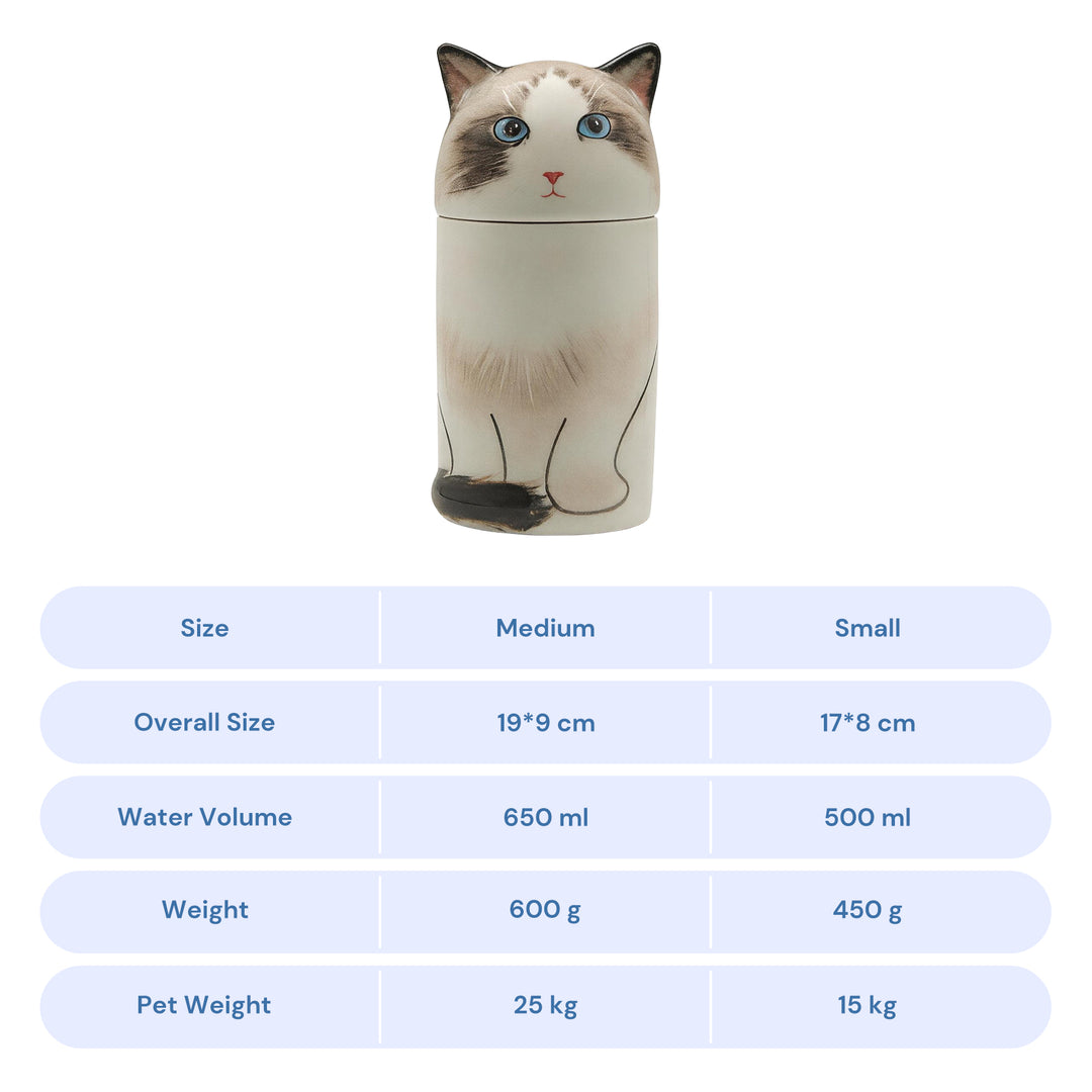 3D Painted Cat Urn & Storage Jar