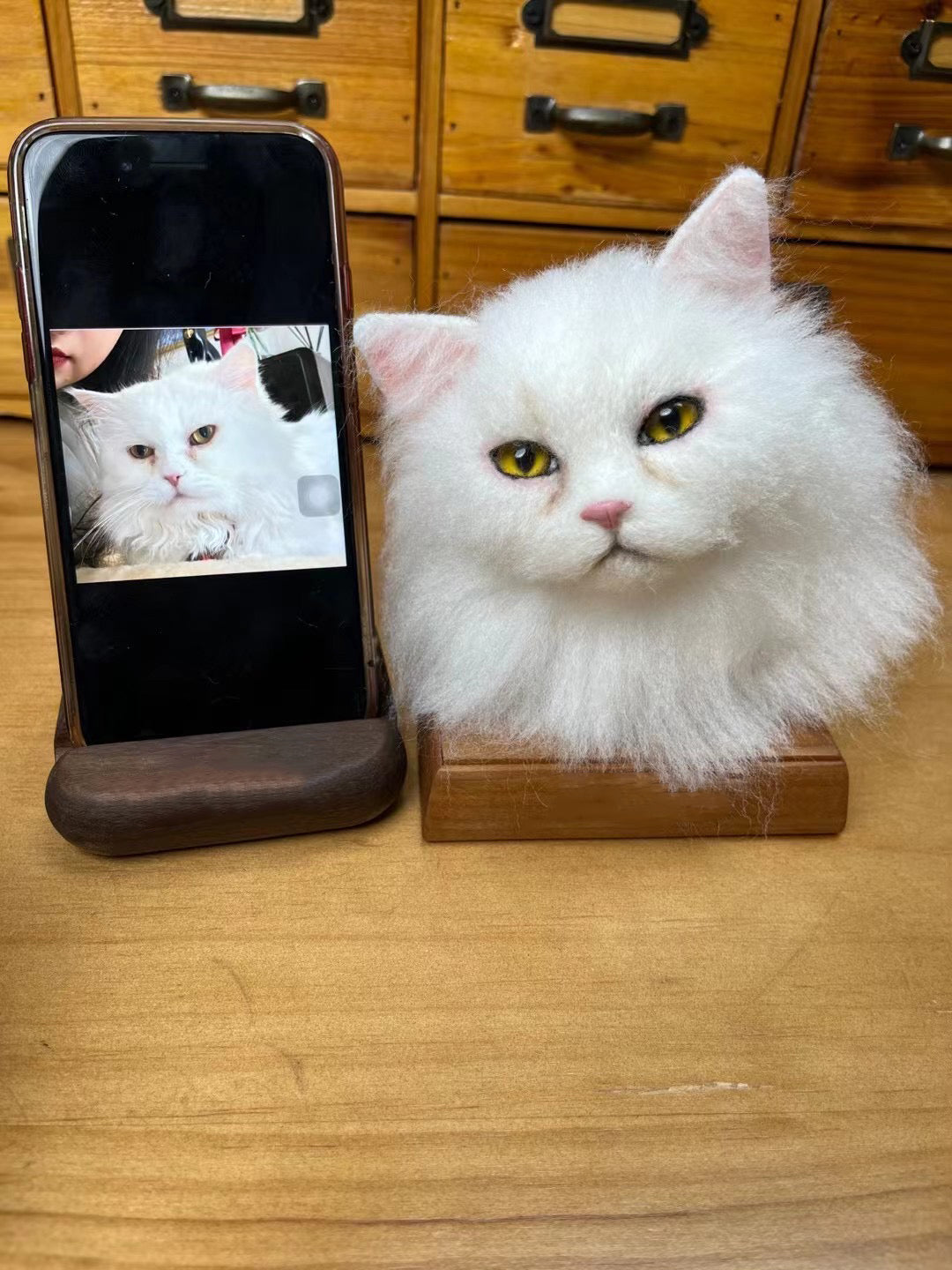 Custom 3D Wool Felt Portrait Pet Head Poseture Without Photo Frame