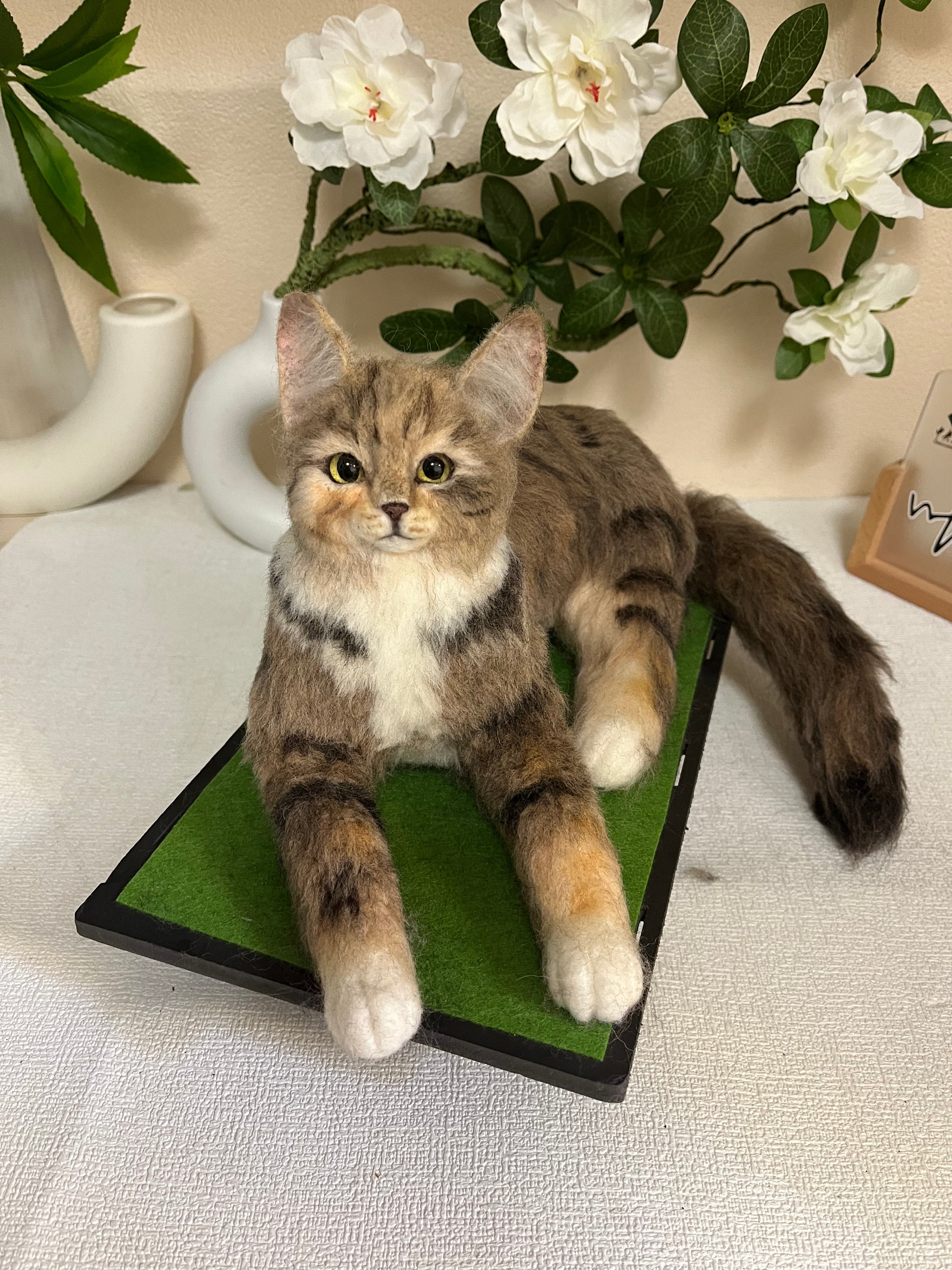 Custom Cat 3D Wool Felt Portrait Without Photo Frame | Handmade Memorial Gifts