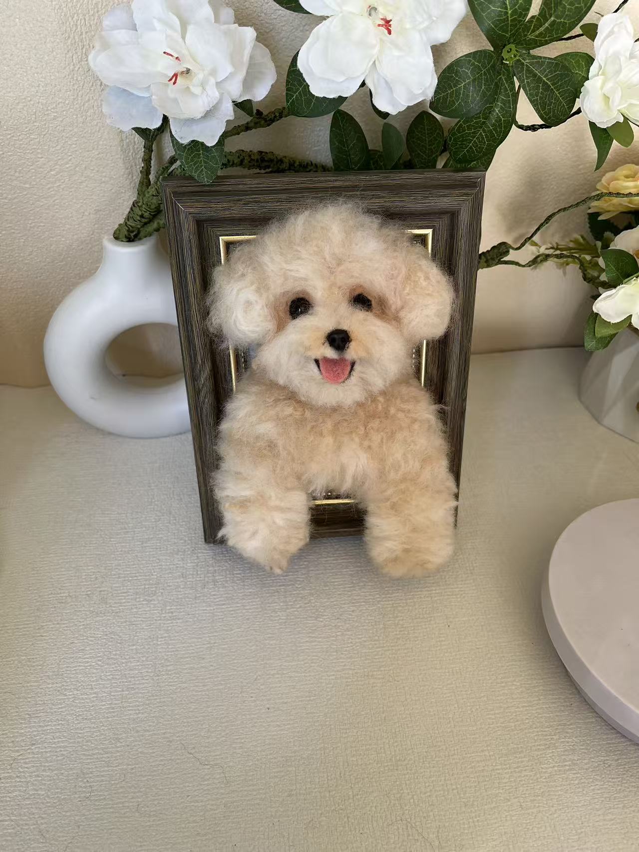 Custom Dog 3D Wool Felt Portrait With Photo Frame | Handmade Memorial Gifts