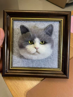 Custom Cat 3D Wool Felt Portrait With Photo Frame | Handmade Memorial Gifts