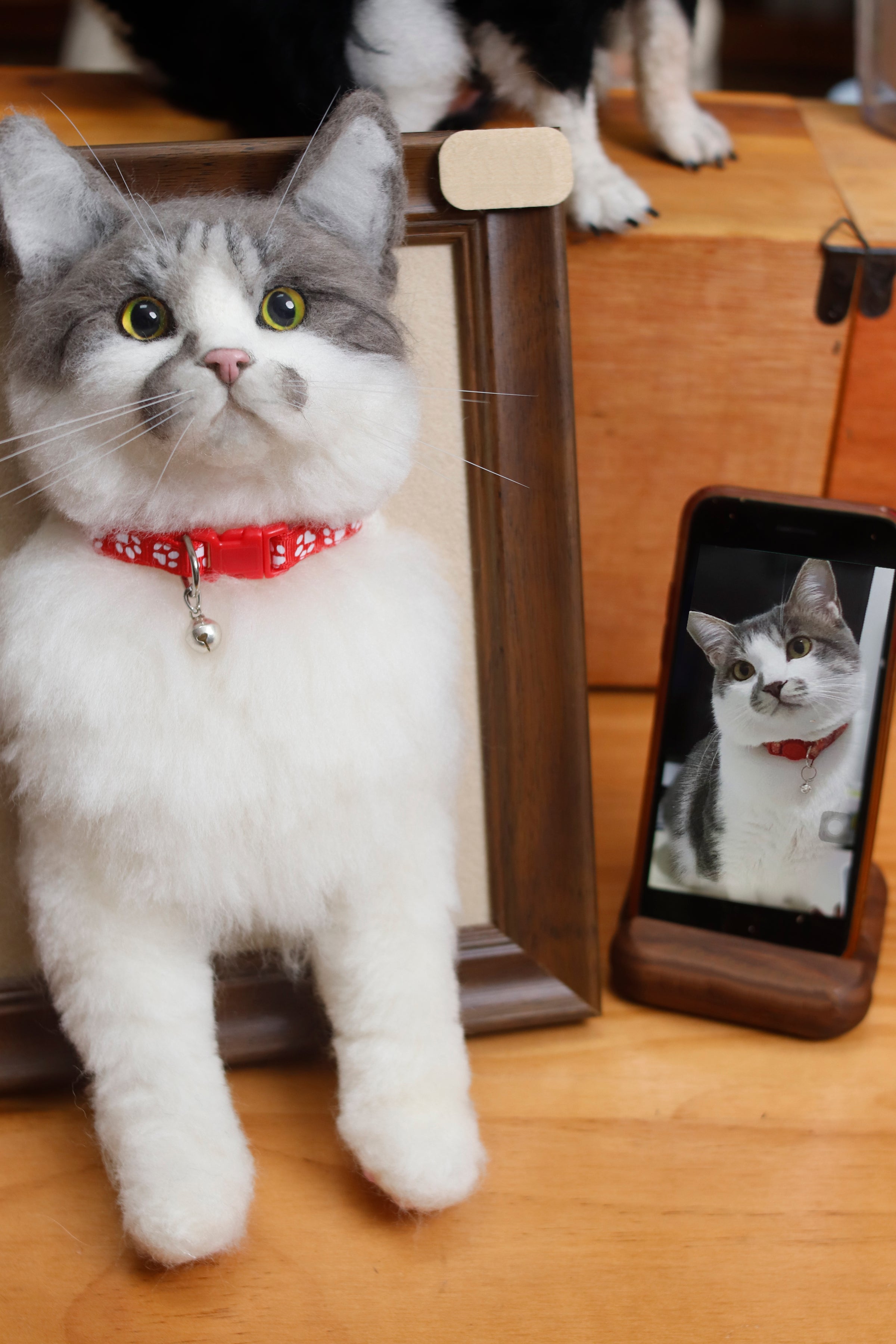 Custom 3D Wool Felt Portrait Pet Half Body Poseture With Photo Frame