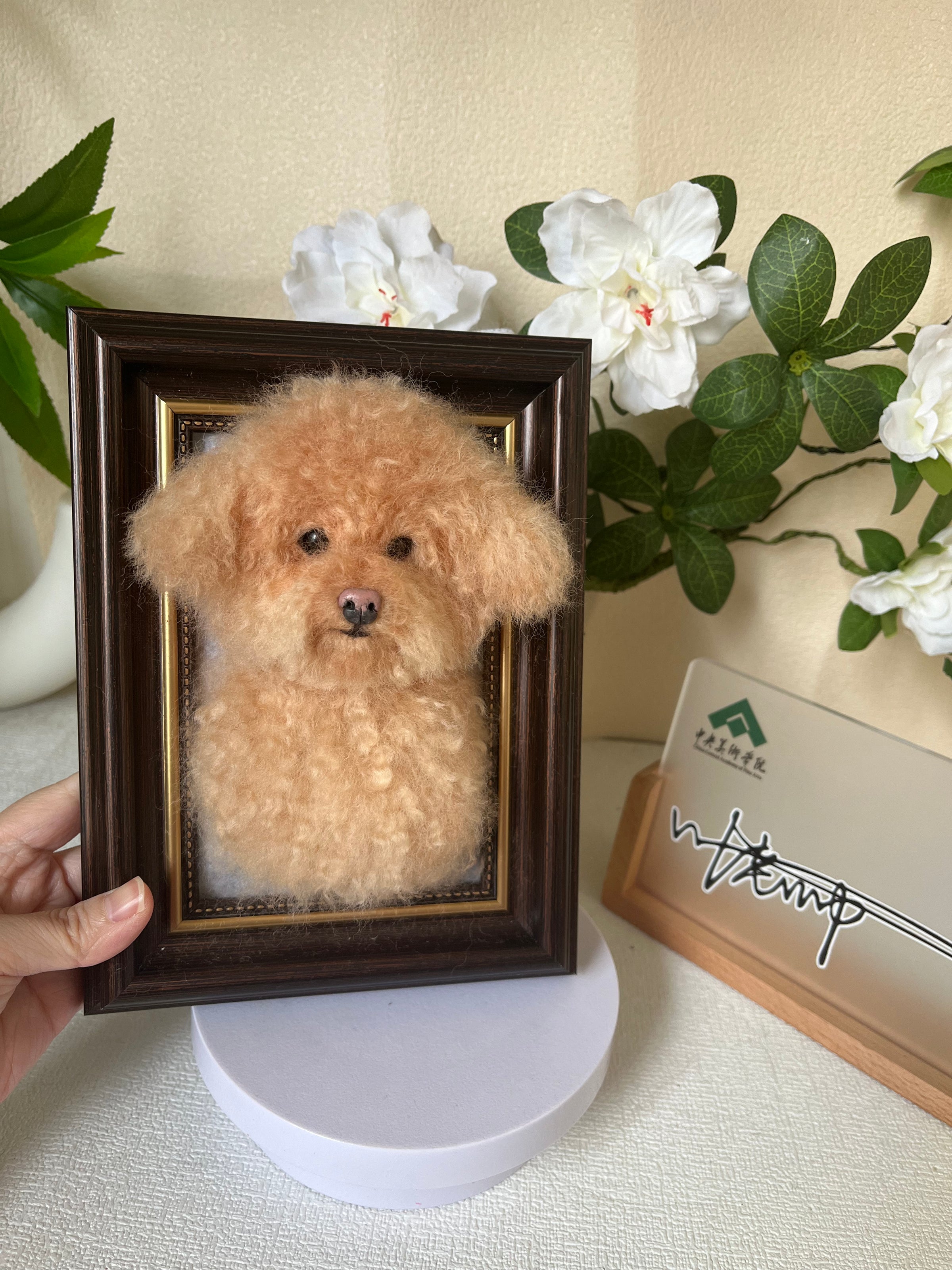 Custom Dog 3D Wool Felt Portrait With Photo Frame | Handmade Memorial Gifts