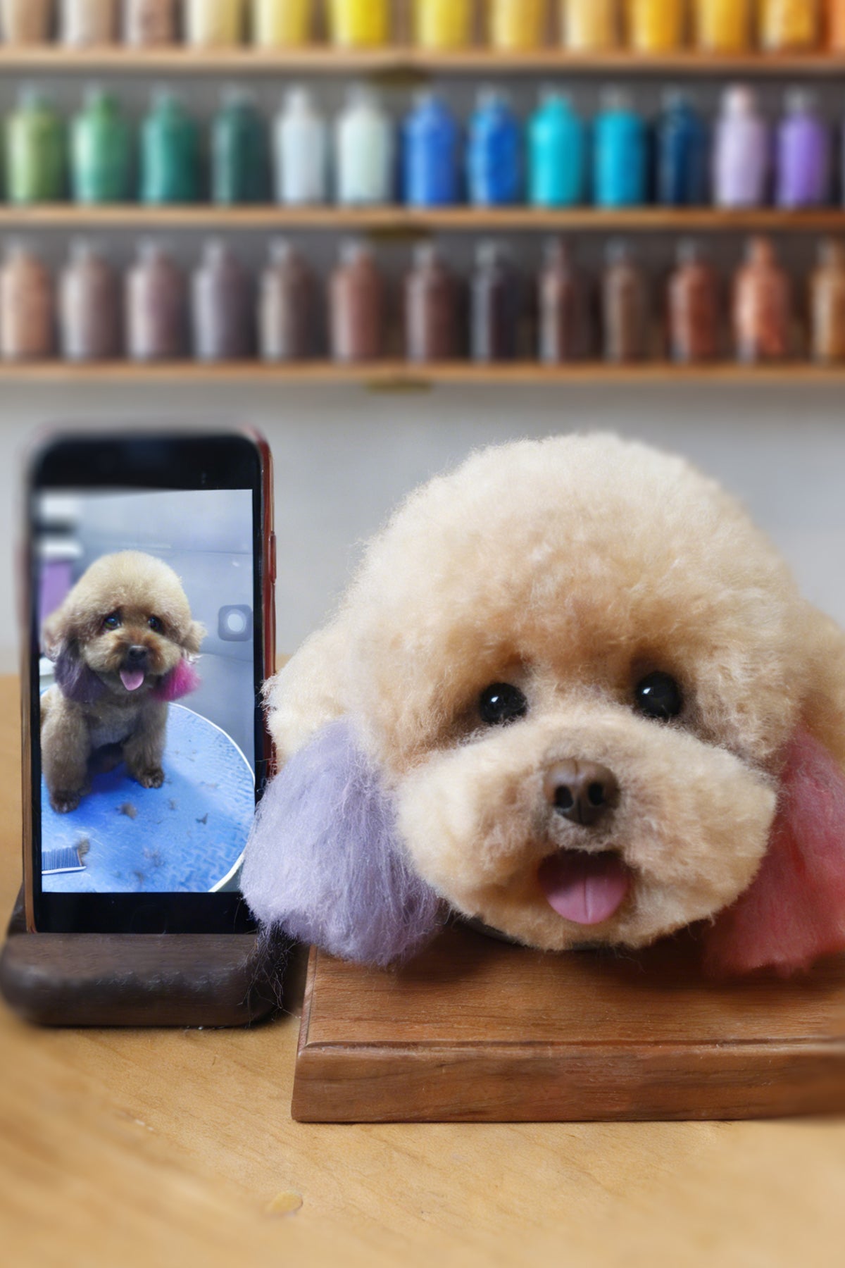 Custom 3D Wool Felt Portrait Pet Head Poseture Without Photo Frame