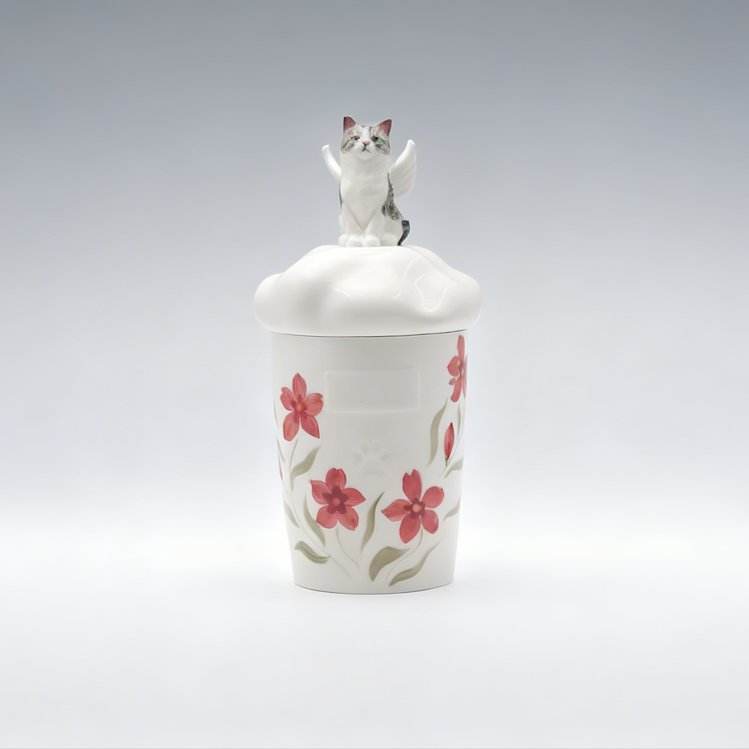 Angel Hundred Flowers Pet Urn & Storage Jar