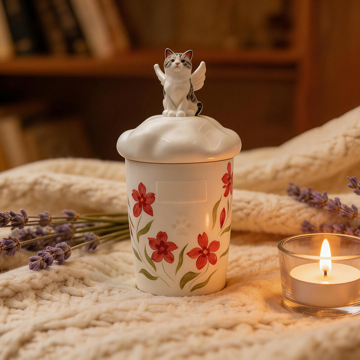 Angel Hundred Flowers Pet Urn & Storage Jar