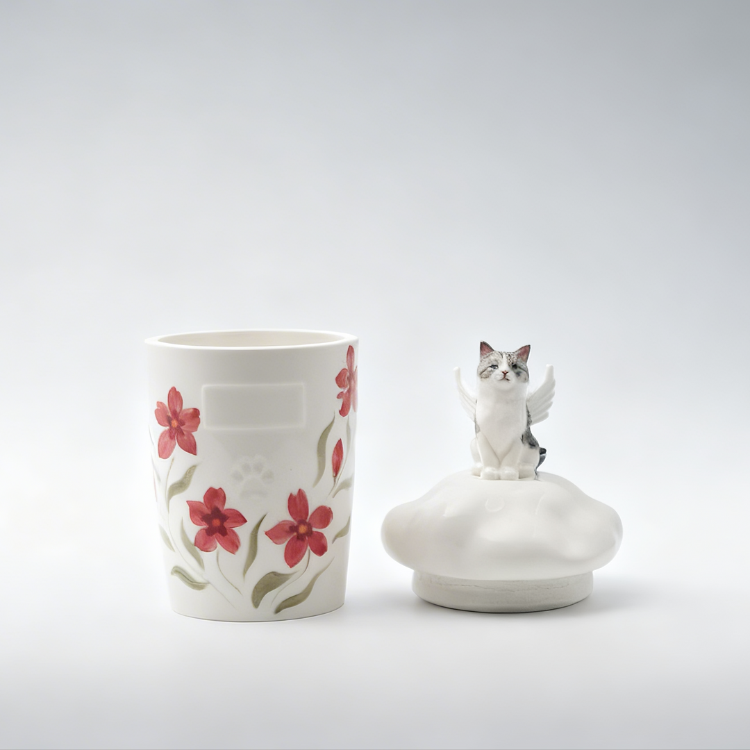 Angel Hundred Flowers Pet Urn & Storage Jar