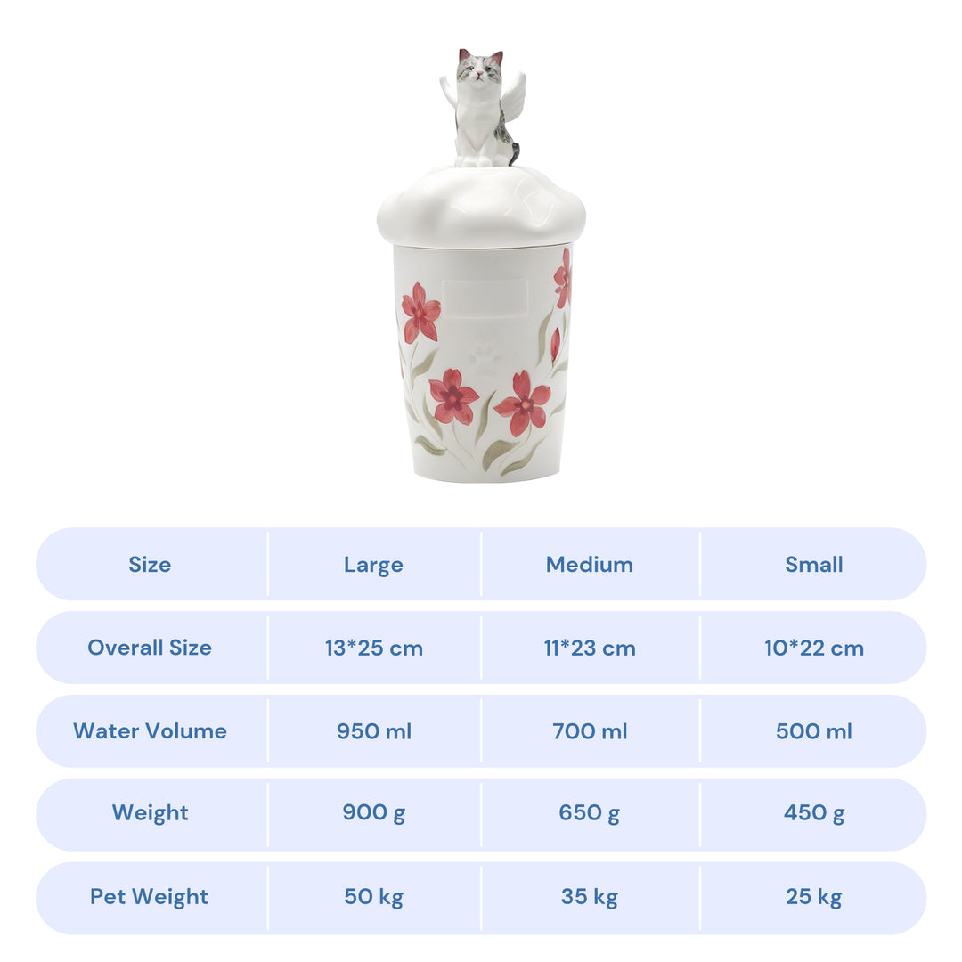 Angel Hundred Flowers Pet Urn & Storage Jar