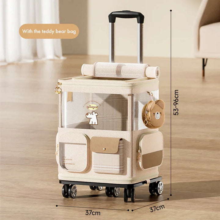 Hoopet-PP Cute Bear Rolling Backpack Set