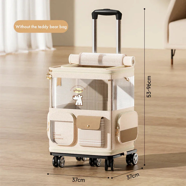 Hoopet-PP Cute Bear Rolling Backpack Set