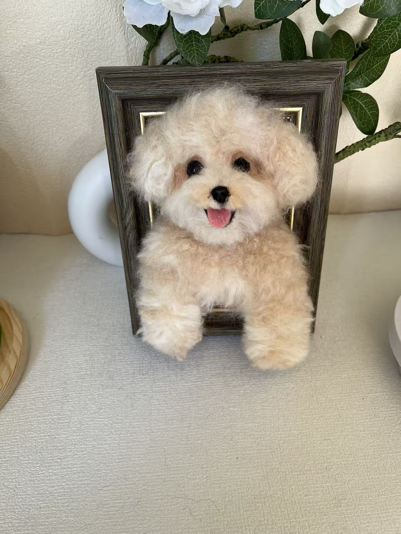 Custom Dog 3D Wool Felt Portrait With Photo Frame | Handmade Memorial Gifts