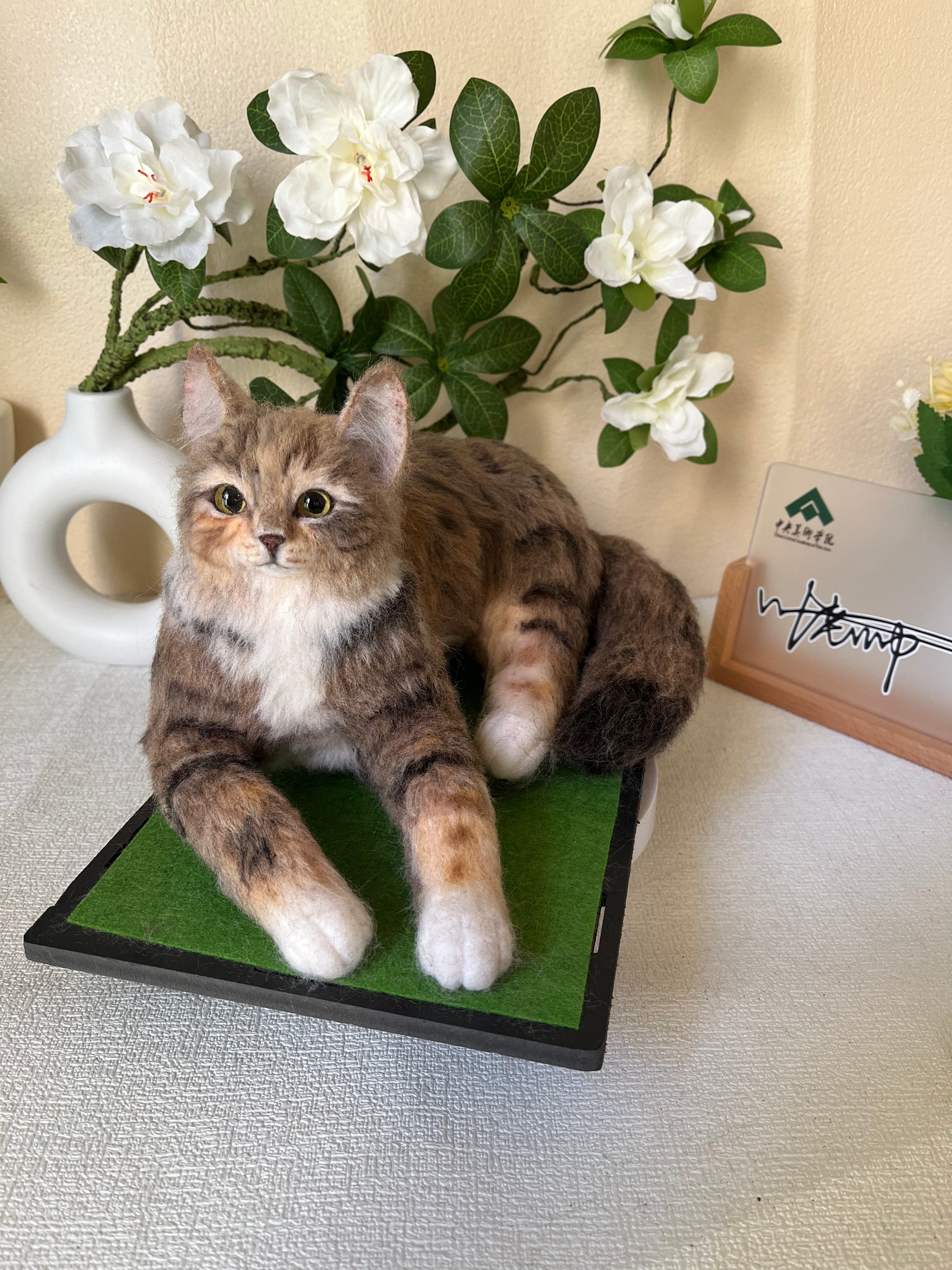 Custom Cat 3D Wool Felt Portrait Without Photo Frame | Handmade Memorial Gifts