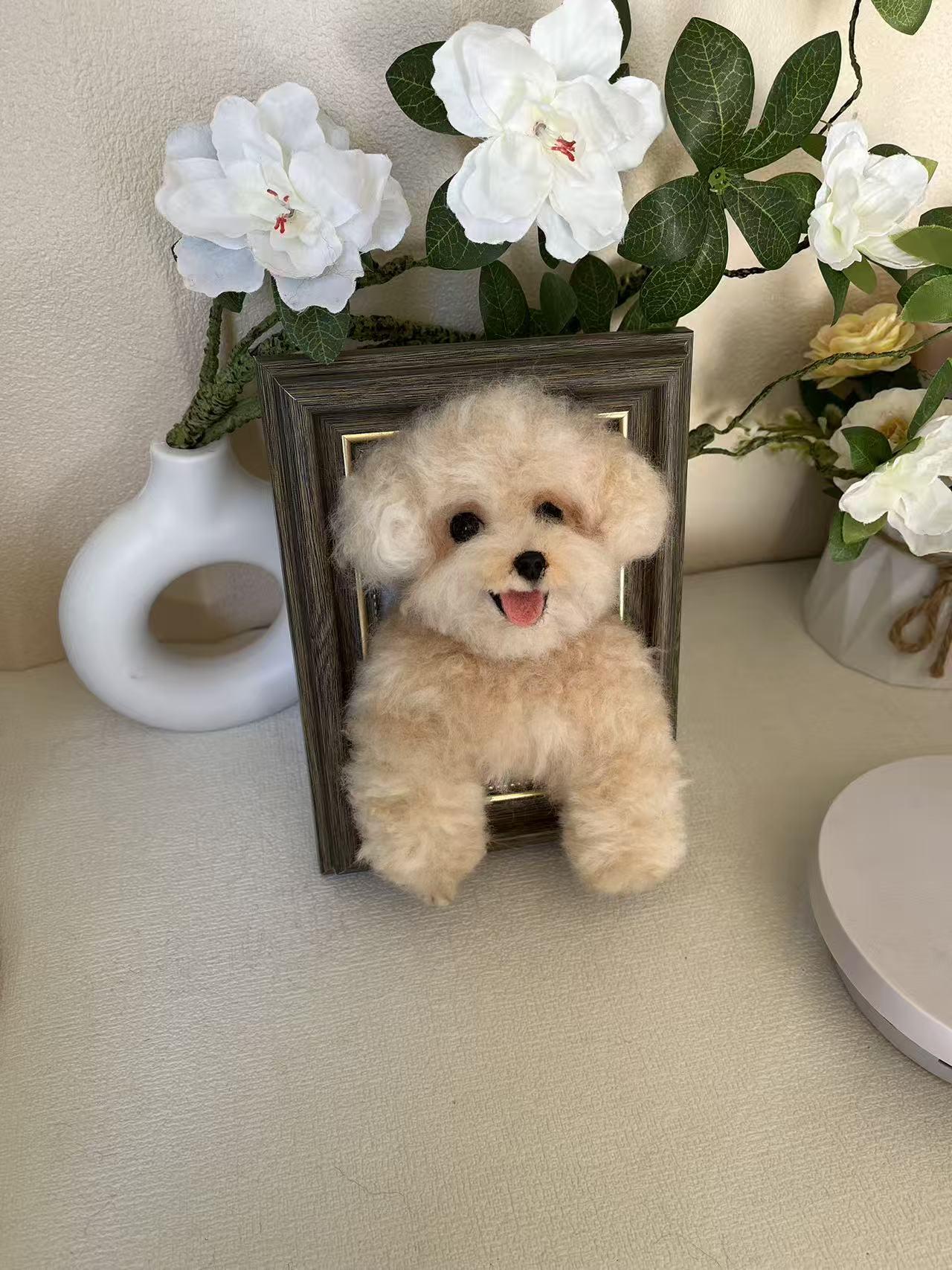 Custom Dog 3D Wool Felt Portrait With Photo Frame | Handmade Memorial Gifts