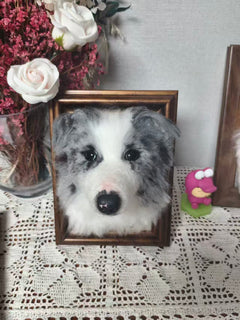 Custom Dog 3D Wool Felt Portrait With Photo Frame | Handmade Memorial Gifts